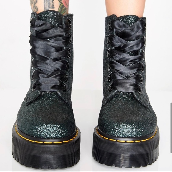 Dr. Martens | Shoes | Dr Martens Molly Green Glitter Platform Boots Size 6  | Poshmark
